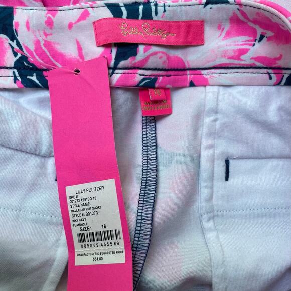 Lilly Pulitzer Callahan Knit Short Inky Navy Flamingle 5" Inseam Size 16 NEW - Picture 7 of 9